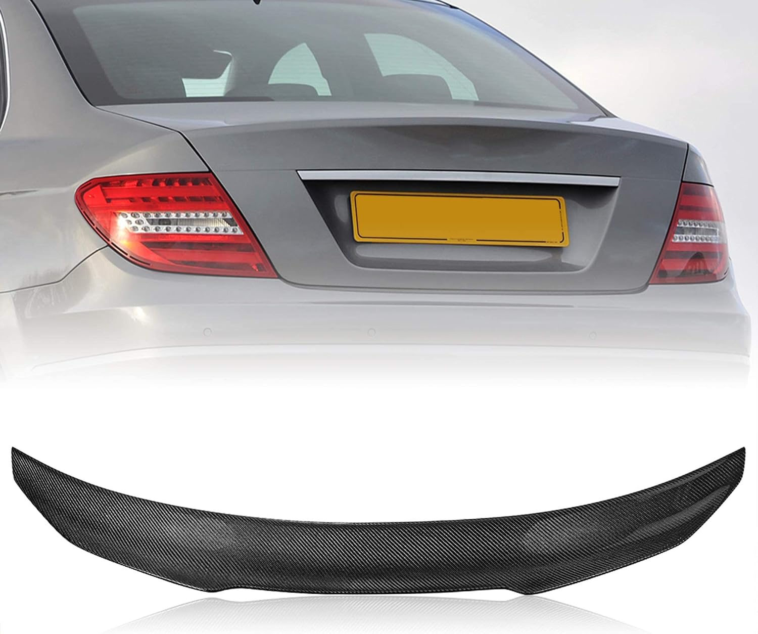 W204 Real Carbon Fiber Trunk Spoiler Compatible with 2008-2014 Mercedes C Class W204 Sedan C63 Rear Spoiler (DN-Type)