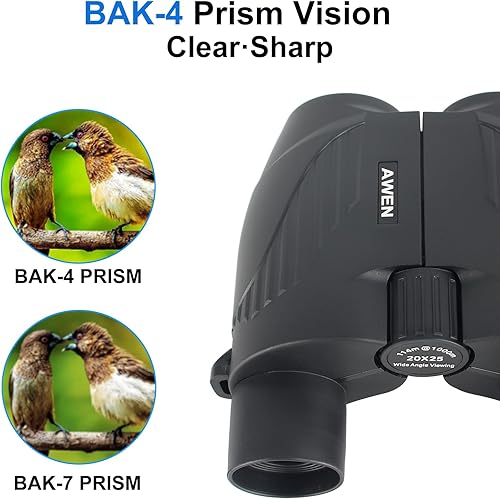 Miniatura 2 de AWEN Prismáticos compactos de 20 x 25 para adultos y niños, ocular grande impermeable, binoculares pequeños de fácil enfoque para observación de