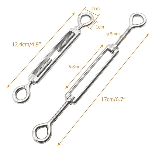 Miniatura 153 de Tensor de ojo y ojo M6, tensor de acero inoxidable 304 resistente tensión de cuerda de alambre 5 PC