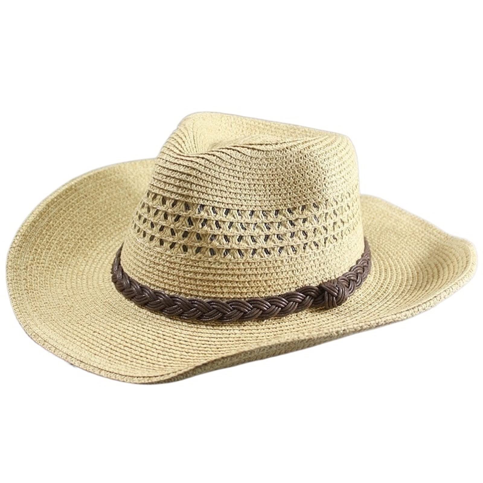 MCHDMI Sombrero Paja, Sombrero de Paja for Hombre, Sombrero de Playa de ala Ancha, Gorra de Paja Plegable, Sombrero Ligero for el Sol, Sombreros Fedora de Talla Grande for Viajes