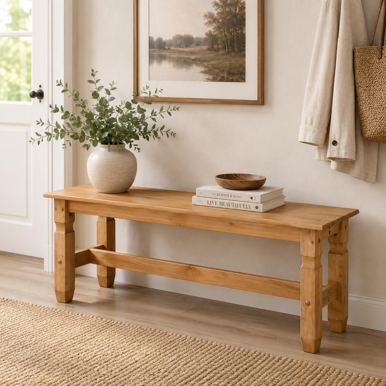 Mews Corona Dining Bench 4ft Long Seating Chair | Mexican Solid Pine