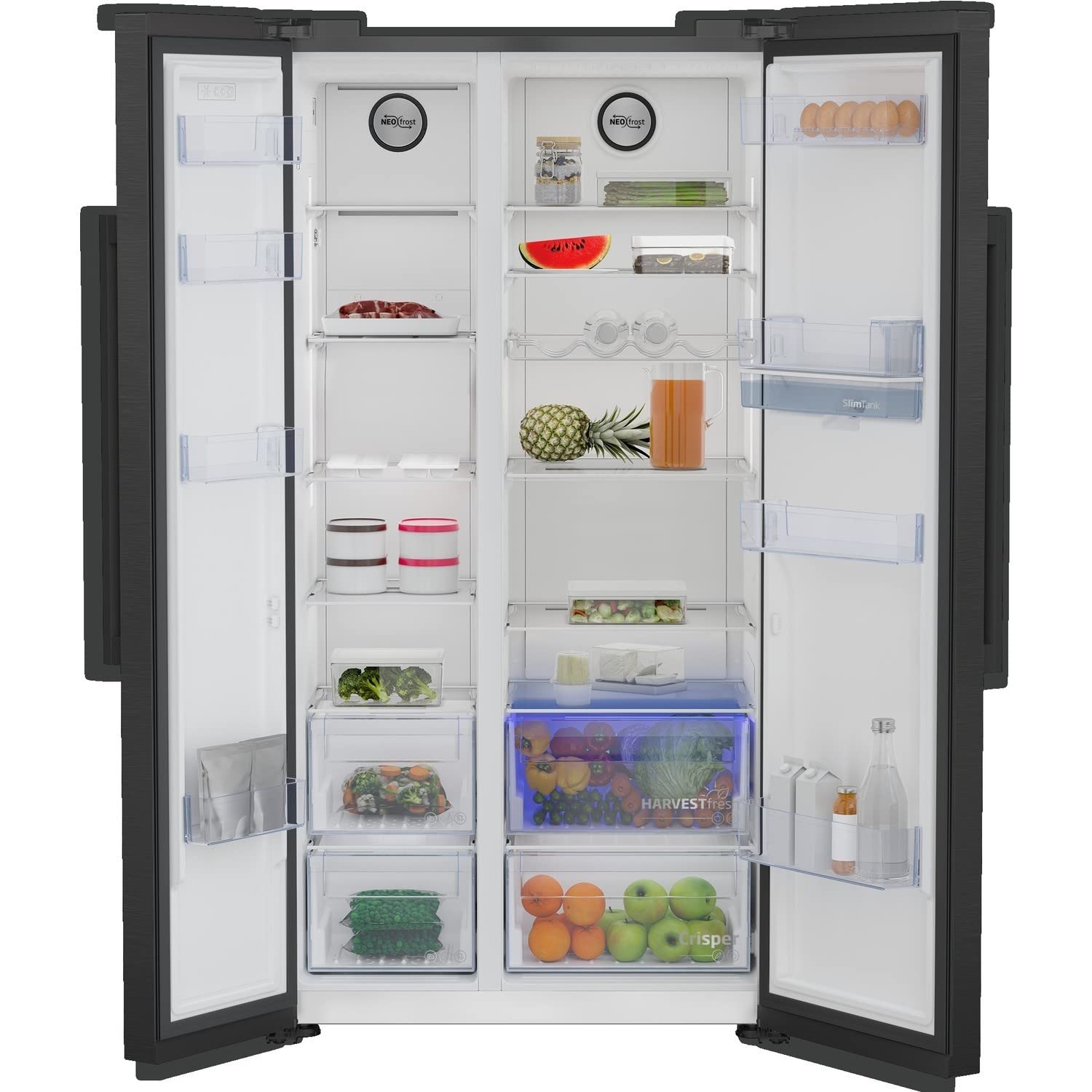 Beko 576 Litre Side By Side American Style Fridge Freezer - Black