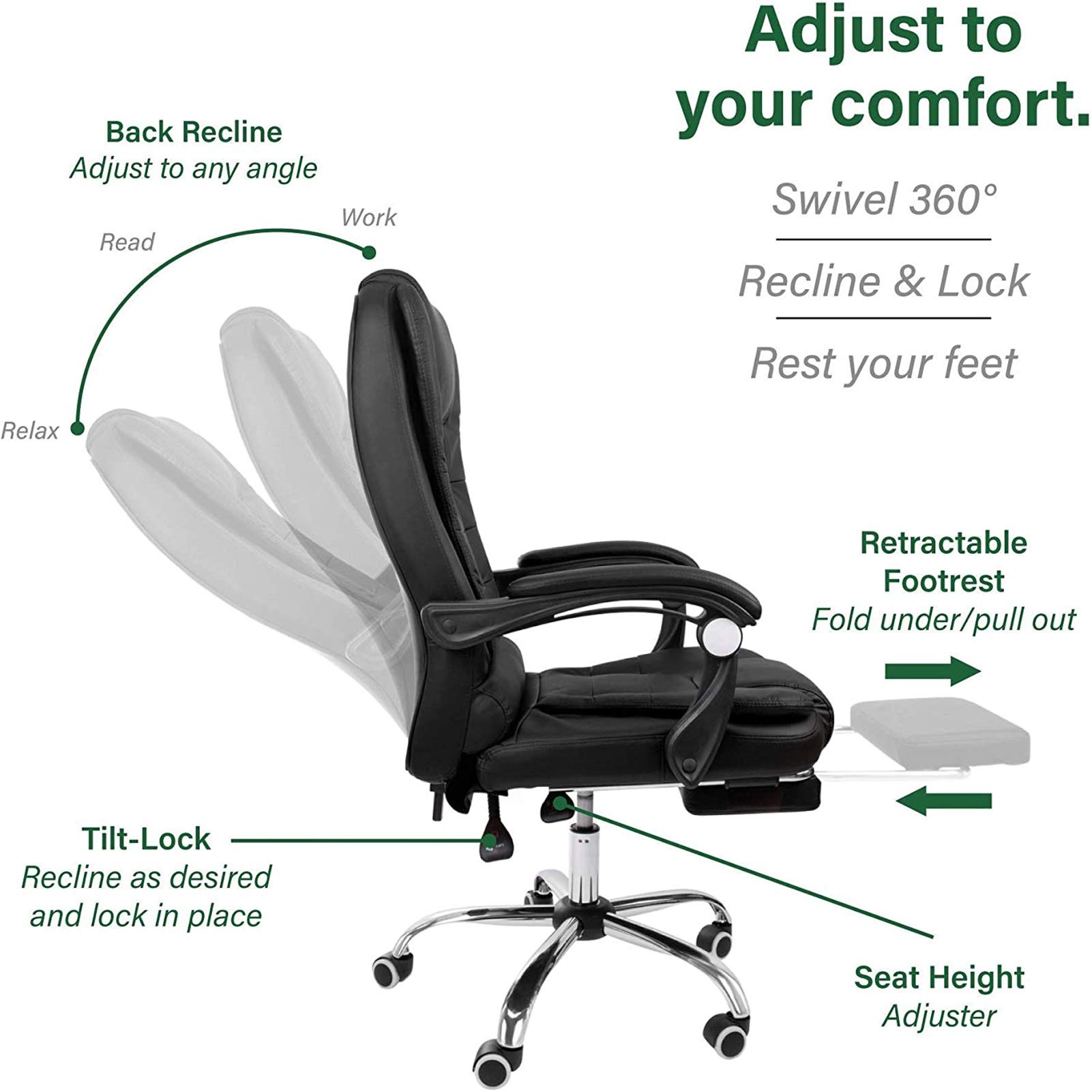 Ergonomiczne krzesło biurowe, ergonomiczne krzesło z prawdziwej skóry, podnóżek, fotel kierowniczy, styl relaksacyjny, krzesło biurkowe z prawdziwej skóry, krzesło obrotowe z tapicerowanym fotelem