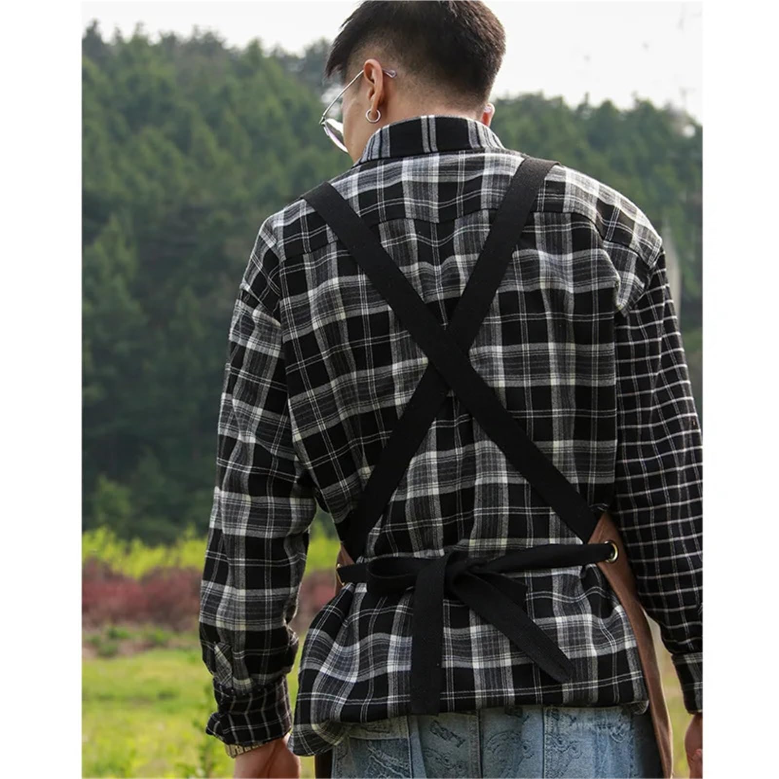 Tablier de travail en toile avec poches, résistant à l'eau pour le travail du bois, la coiffure et la réparation d'outils