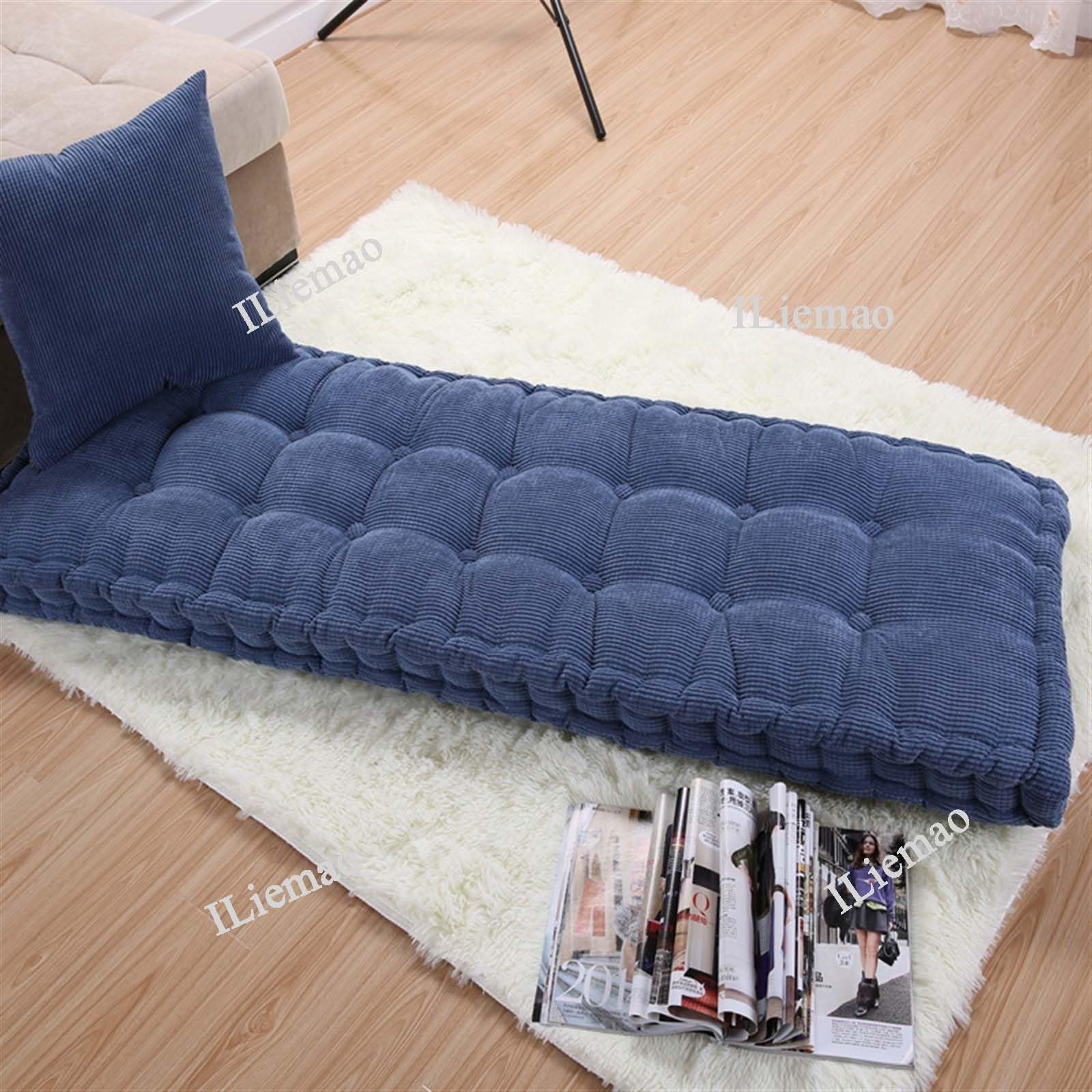 3-osobowa rattanowa poduszka na hamak, huśtawkę z grubym oparciem, w kolorze ciemnoniebieskim, meble ogrodowe do ogrodu, trawnika i podwórka, 102 x 152 x 80 cm