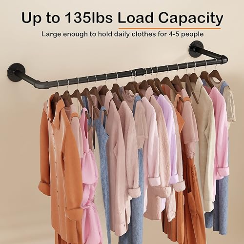 Miniatura 6 de UlSpeed Perchero industrial montado en la pared de 384 pulgadas perchero colgante para ahorrar espacio perchero de pared desmontable resistente