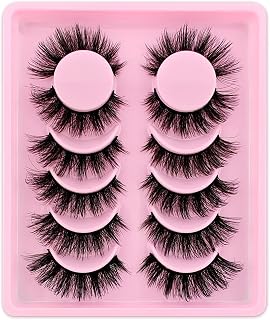 6 Pairs of 3D Artificial Eyelashes Russian False Eyelashes Natural Look Curly Cat E…