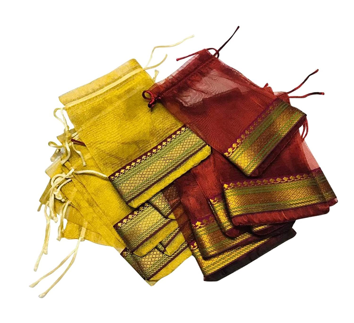 Kriwin Metal Pack Of 50 Pieces Gold And 50 Pieces Maroon Tissue Drawstring Closure Potli Bag For Women (100, 18 X 12 Cm) (B07NHKTDRM) Amazon Price History, Amazon Price Tracker