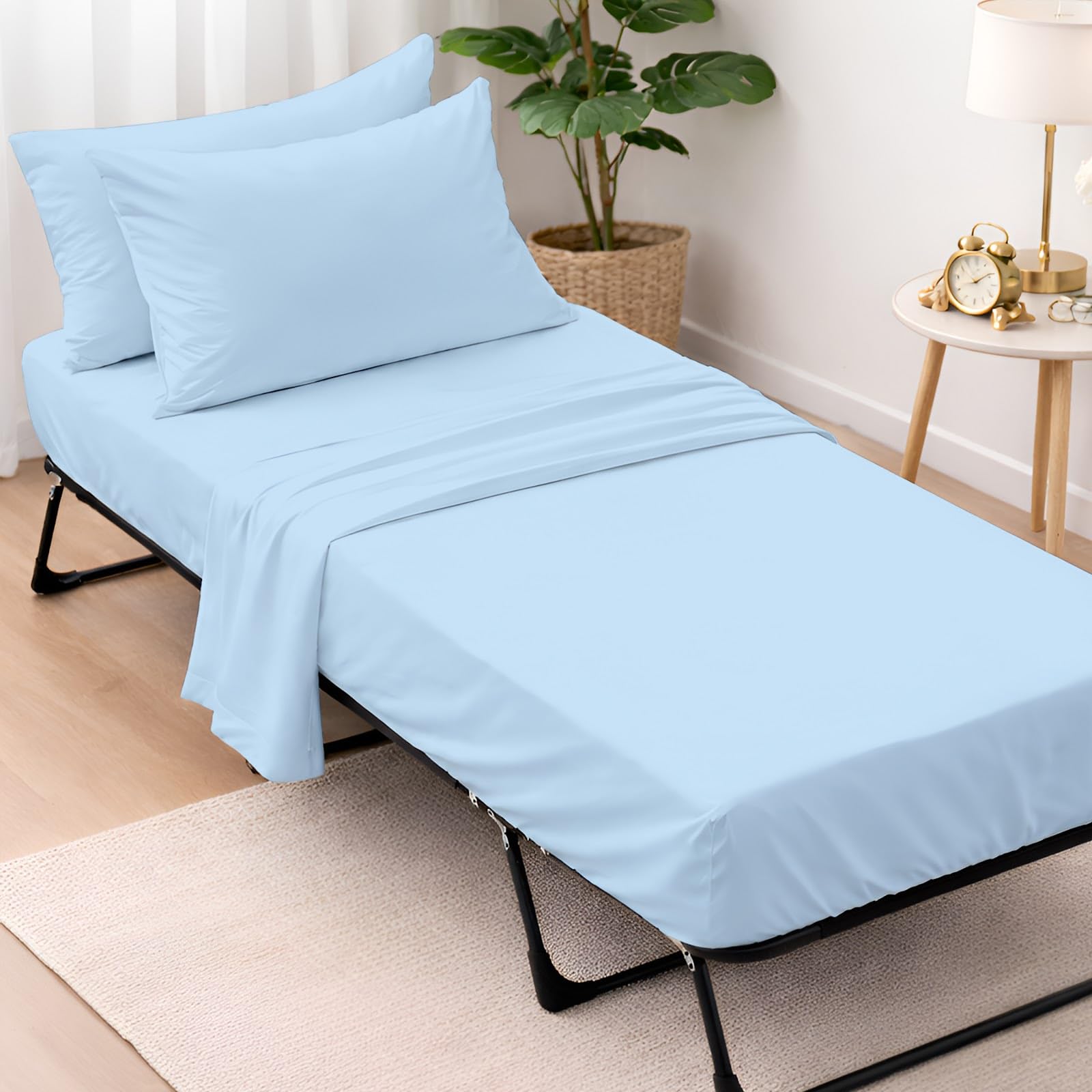 Ardenia Bedding - Set di 4 lenzuola per lettino, 400 pezzi (30" X 75" X 6" Drop) Solido blu chiaro.