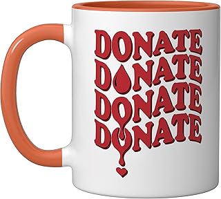 World Blood Donor Day Gifts Medical Support Donate Blood Ceramic Mug, Orange/White