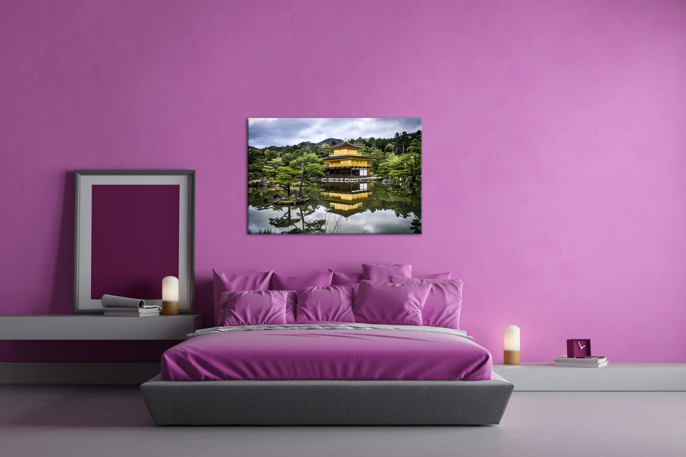 Temple et jardin japonais - Format : 60 x 40 cm - Impression numérique de qualité supérieure - Pas de poster ni d'affiche