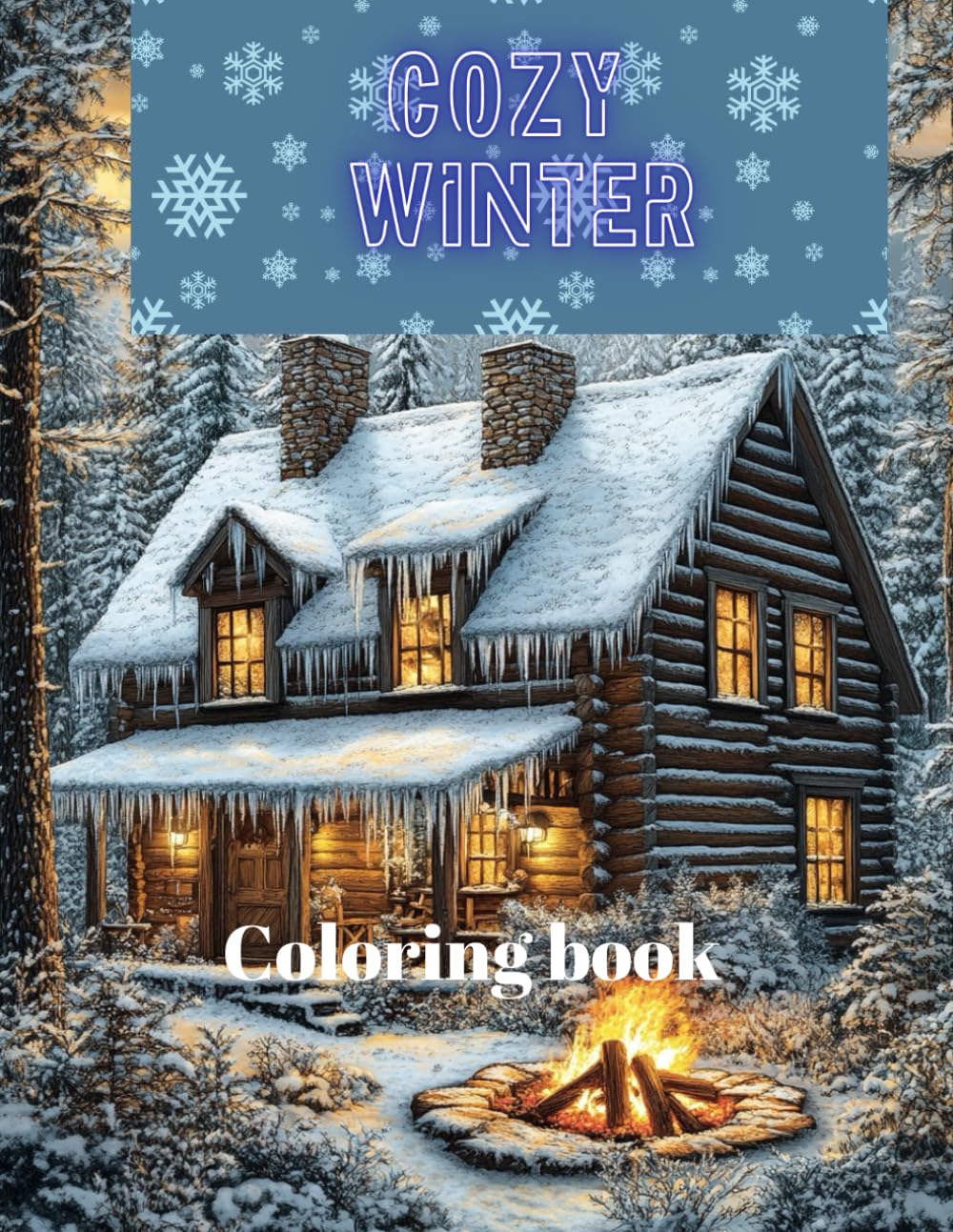 Bold and easy cozy winter: Coloring book for adults and kids 180 pages