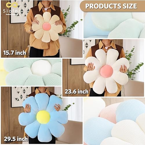 Miniatura 5 de Sioloc - Almohada en forma de flor, cojín de suelo, cojín de asiento, bonita decoración de habitación y almohada de felpa para dormitorio, sofá y