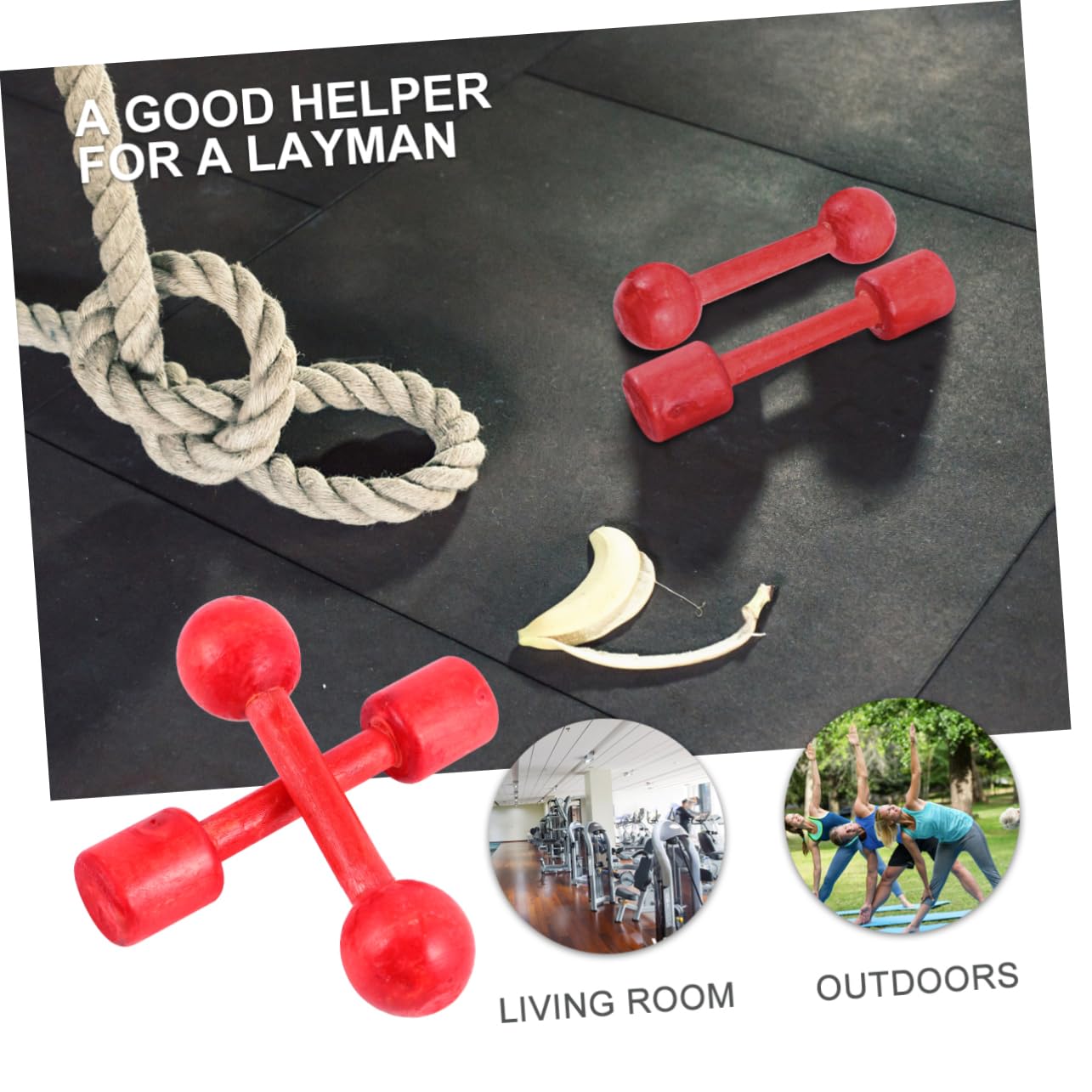 VANZACK 6pcs Fitness Dumbbell Portable Wooden Hand Grip Dumbbells for Gymnastics Eye Hand Coordination Red Includes