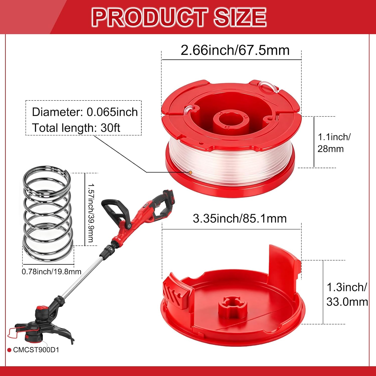 CMZST0653 Replacement Spools for CRAFTSMAN CMCST900D1 CMESTA900 CMCST900 CMCST98020 String Trimmers, 0.065-in spool for CRAFTSMAN 20V CMEST913 CMCST915C1 CMCK197M1 Weed Wacker Cordless String Trimmer view 3