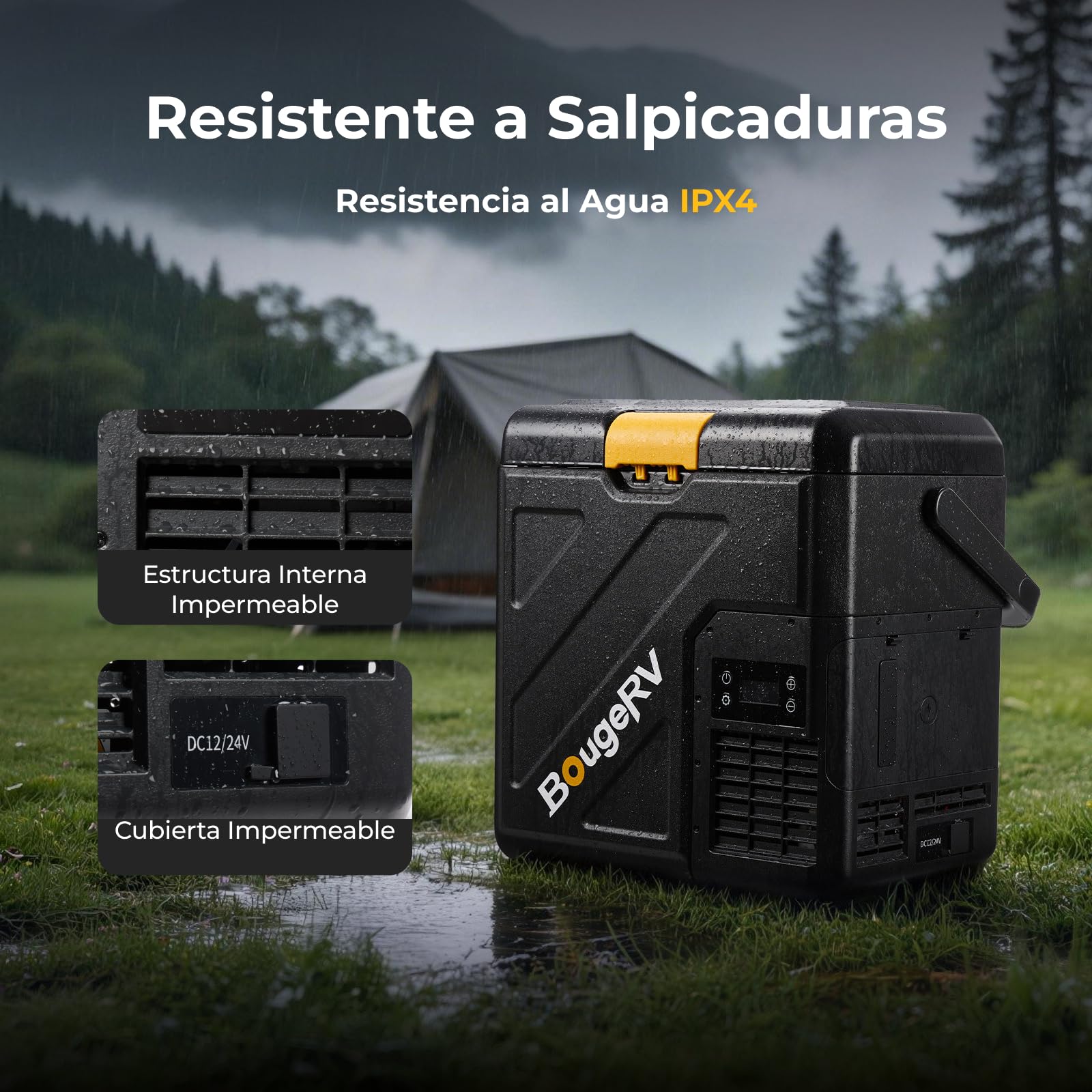 BougeRV CRH20 Nevera Coche Pequeña 20L Asa, -20°C~20°C | Compresor Portátil 12V 24V 230V Freezer App IPX4 Mini Frigorífico Eléctrico Auto Camping Viajes (Novedad 2026)