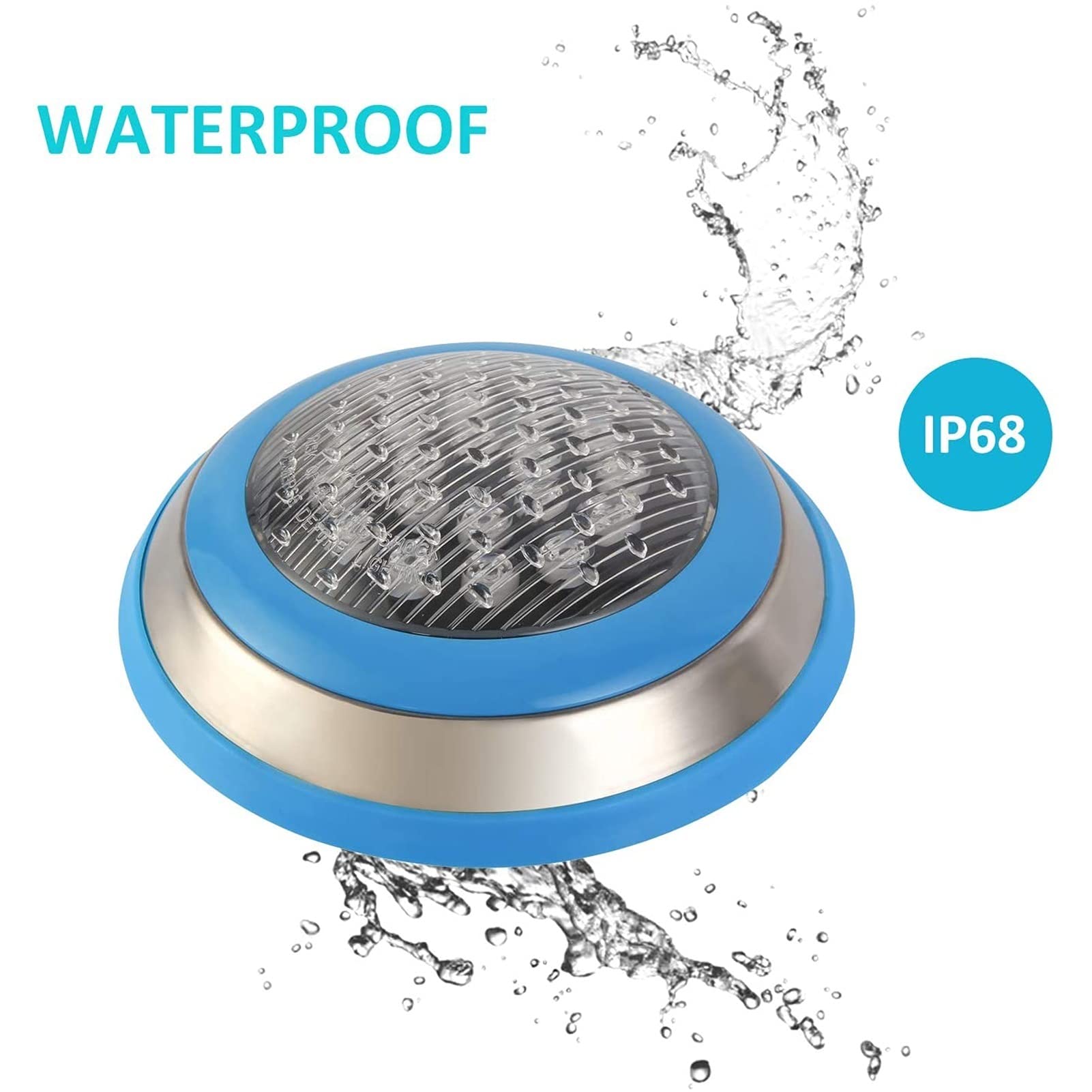 Foco led Piscina Cambio de Color RGB Luces subacuáticas para Piscinas 12V/24V Montado en la Superficie de la Pared IP68 a Prueba de Agua Acero Inoxidable con Mando a Distancia