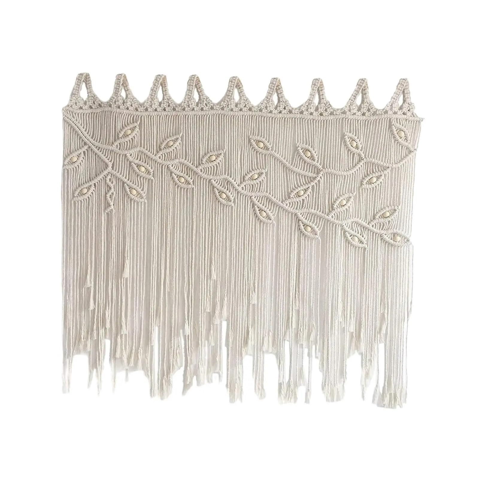 Rideau d'art macramé grand format pour cacher un mur nu de cuisine