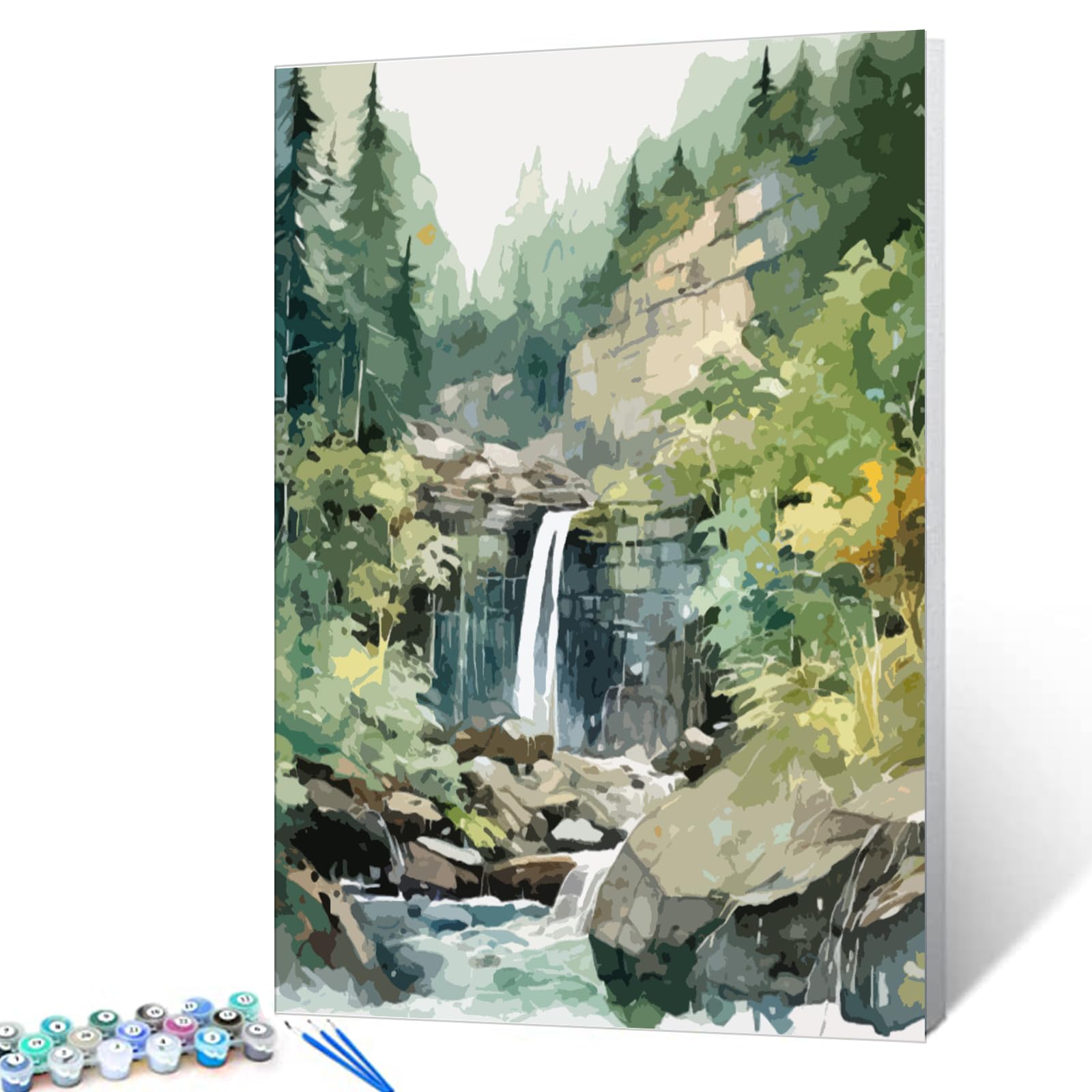 Kit Pittura A Numeri Per Adulti - Paesaggio City, Tela 40x50cm Con Color Acrilici - Foto 4