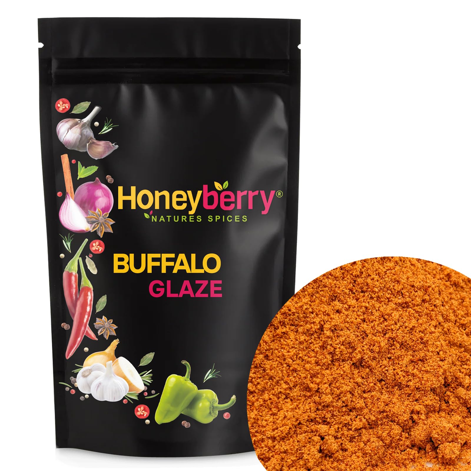 Buffalo Glaze 100g - BBQ Rubs and Seasoning for Meat Chicken Beef Pork Lamb Fish Burger Sausage Cheese Vegetable Tofu - All Purpose Dried Spices Powder Blend - Mixed Barbecue Rub Grill Marinade