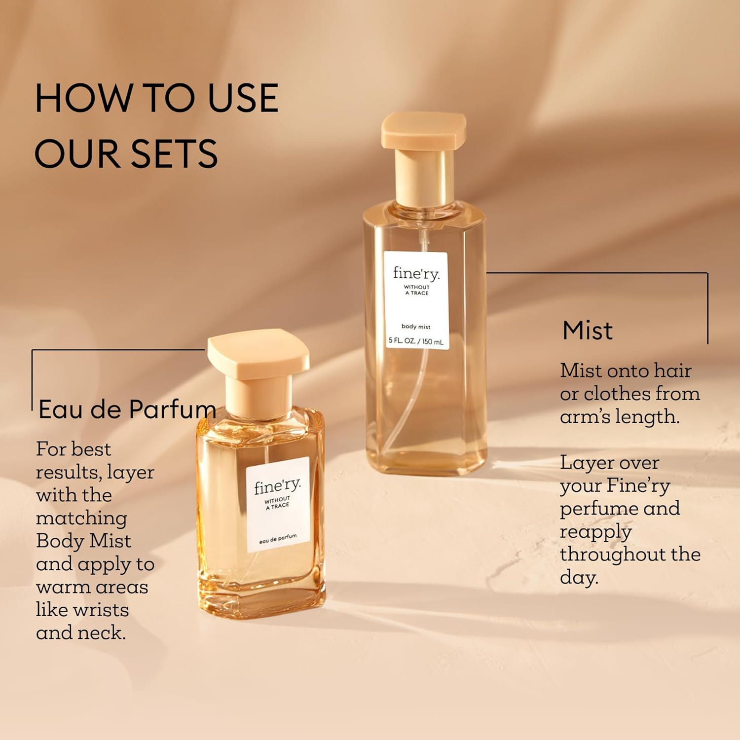 Fine'ry Without A Trace Eau De Parfum & Body Mist Gift Set | Clean & Fresh Notes Of Neroli, Cedarwood & Suede Musk | Fine Mist Spray & Perfume For Women | Fragrance Layering Duo (2oz + 5oz) - Image 4