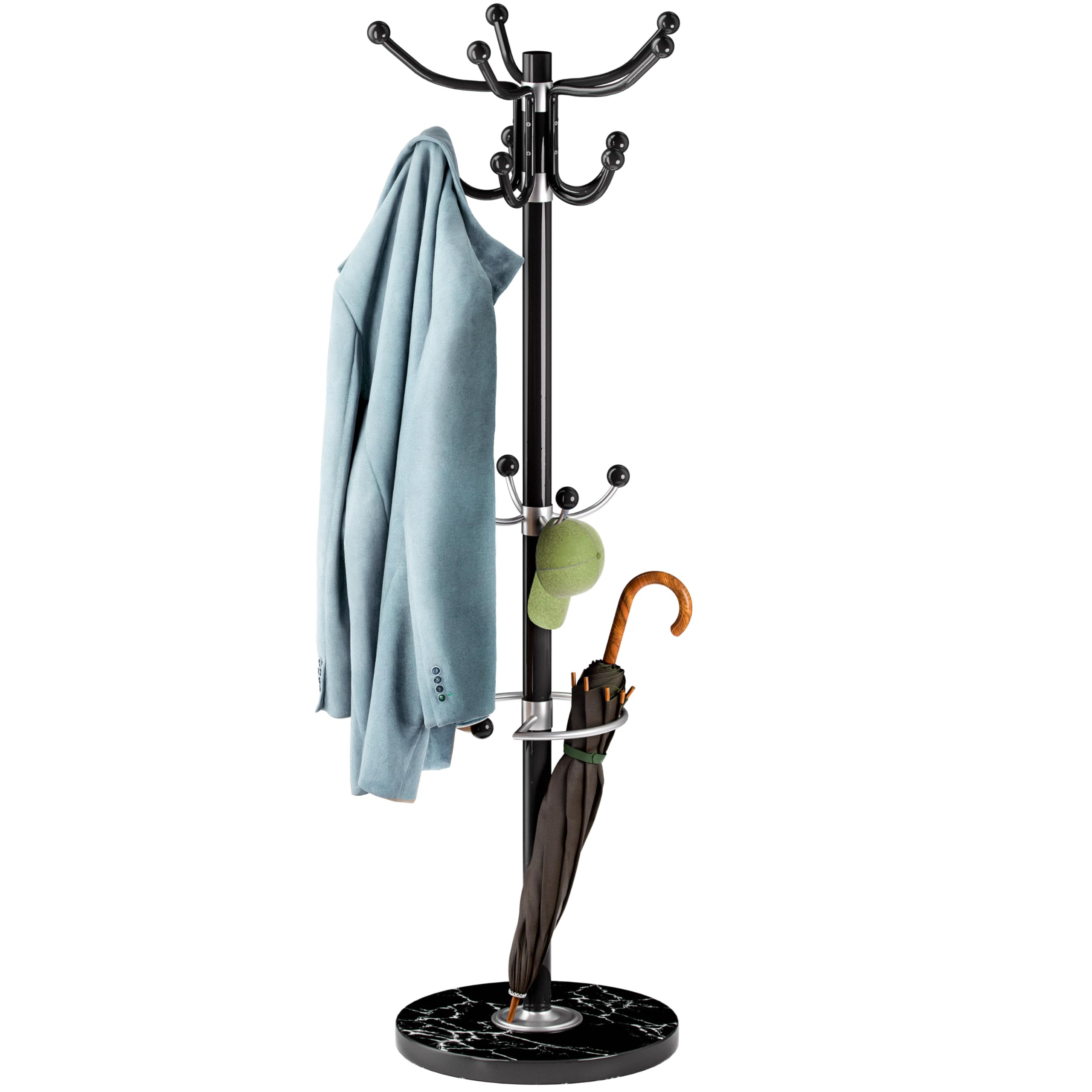 Sponsored Ad – Elegant Coat Rack Hat Stand with Marble Base Coat Stand and 14x Rotatable Coat Hangers | Sturdy & Stylish Clothes Rack for Hallways & Offices Furniture | Black | 175cm Tall