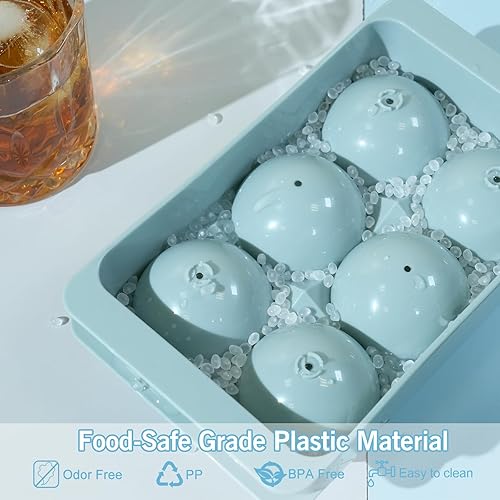 Miniatura 4 de WIBIMEN Bandeja grande para cubitos de hielo, molde de hielo de whisky de 1.9 pulgadas, paquete de 2 moldes para cubitos de hielo con cubo y pinzas,