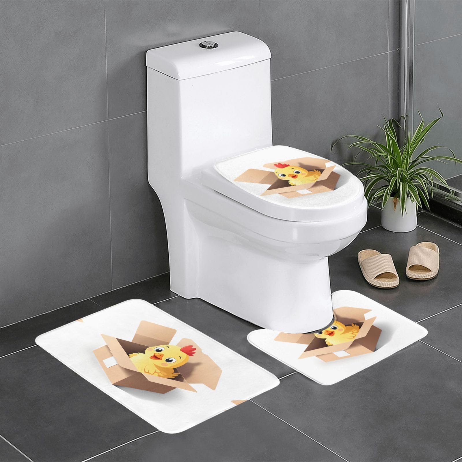 Tapis de sol de salle de bain YYHWHJDE lot de 3 antidérapants 61x40cm motif poussin