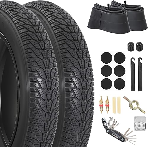 2 neumáticos gruesos para bicicleta de 20 x 3.0, 2 tubos de neumáticos gruesos de 20 x 3.0 y kit de herramientas de reparación de bicicletas,
