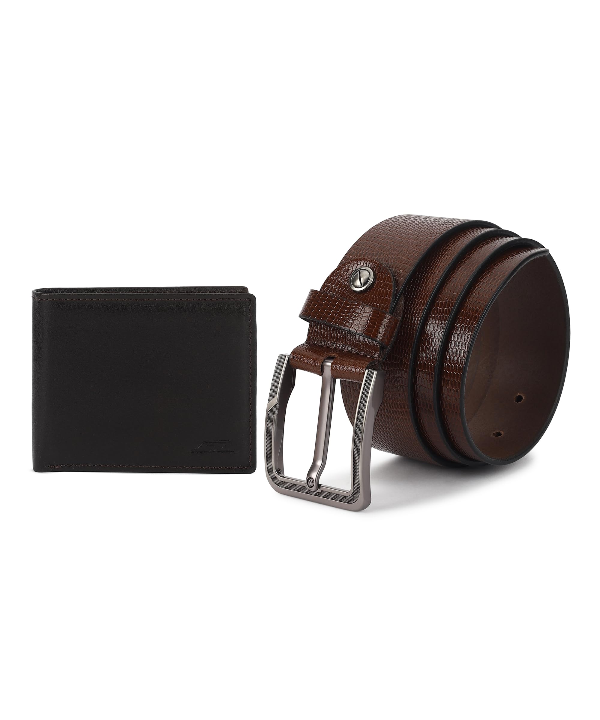 munros Genuine Leather Wallet and Belt Gift Set, Black Bifold Wallet with Brown Textured Belt, 2-Piece Combo nan-picture-15