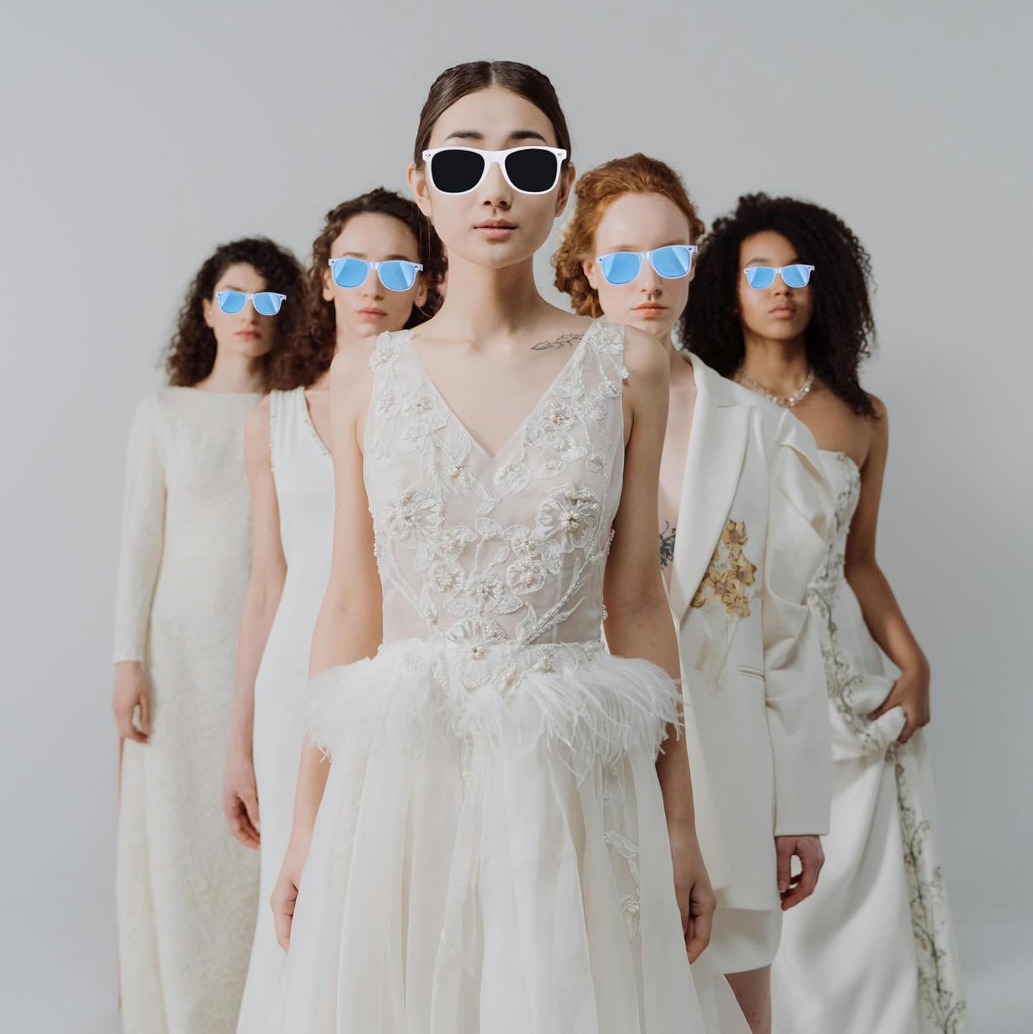 Bridesmaid Scrunchies Proposal Gifts Bachelorette Hair Claws Clips Girls heart sunglasses for Wedding Party Favors (18pcs dark black) - Image 5