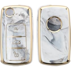 Funda Llave Seat Ibiza kwmobile Funda Compatible con VW Skoda Seat - Carcasa para Llave del Coche VW Skoda Seat Llave de Coche de 3 Botones - diseño de mármol clásico