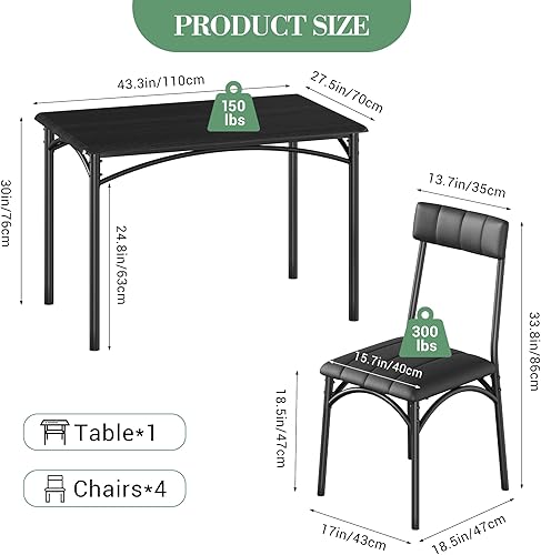 Miniatura 3 de Juego de mesa de comedor para 4, mesa de comedor moderna de cocina con sillas tapizadas, muebles de 5 piezas que ahorran espacio para apartamentos