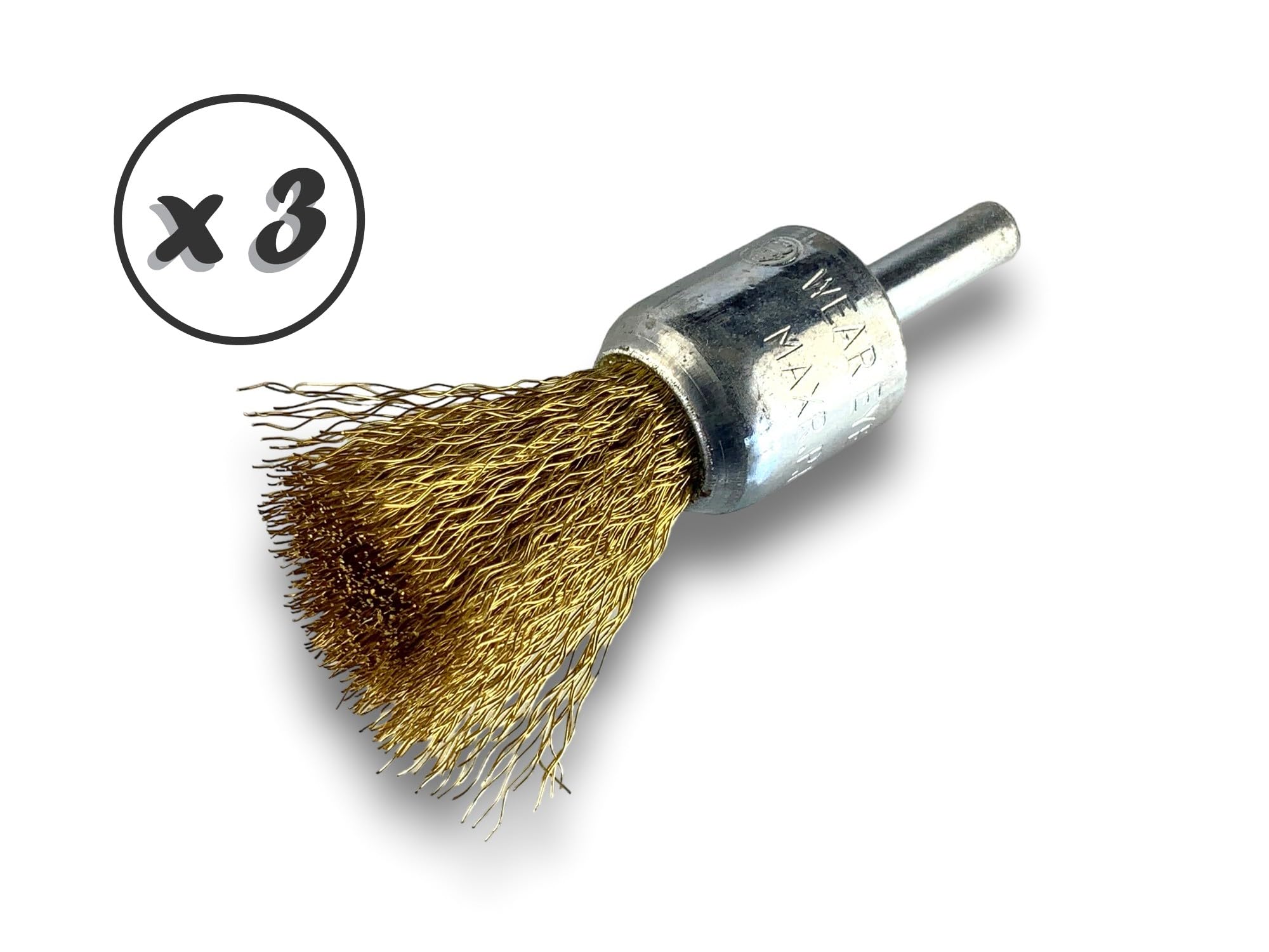 Kibros Lot 3 brosses en bout pinceau tige Ø 6 mm fil laiton souple Ø 18 mm