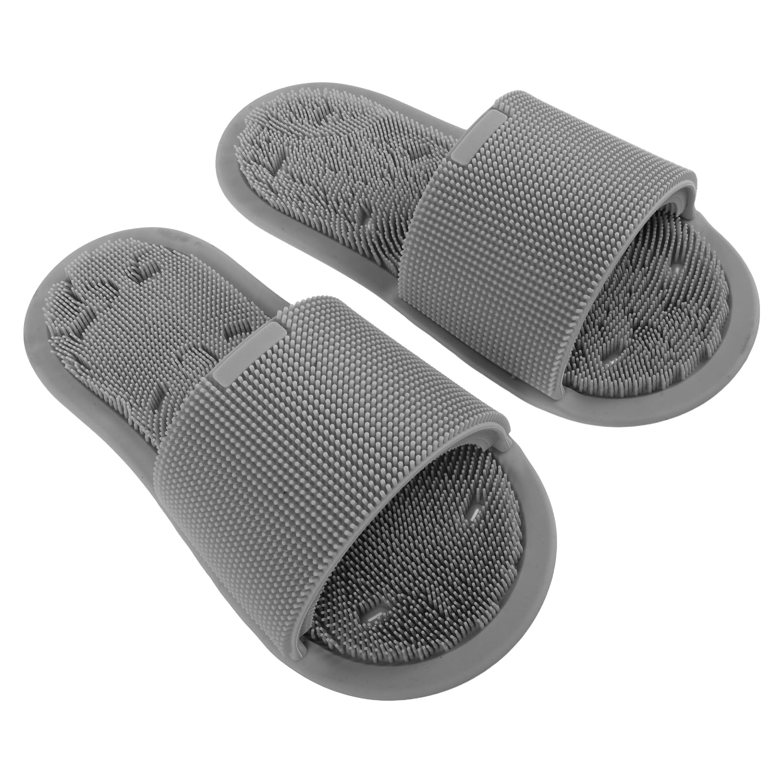 Sewroro Pantuflas Masajeadoras de Pies para Ducha 2 Piezas de Silicona Gris Antideslizante con Puntos Exfoliantes para Limpieza Profunda y Masaje Relajante en Baño y Spa