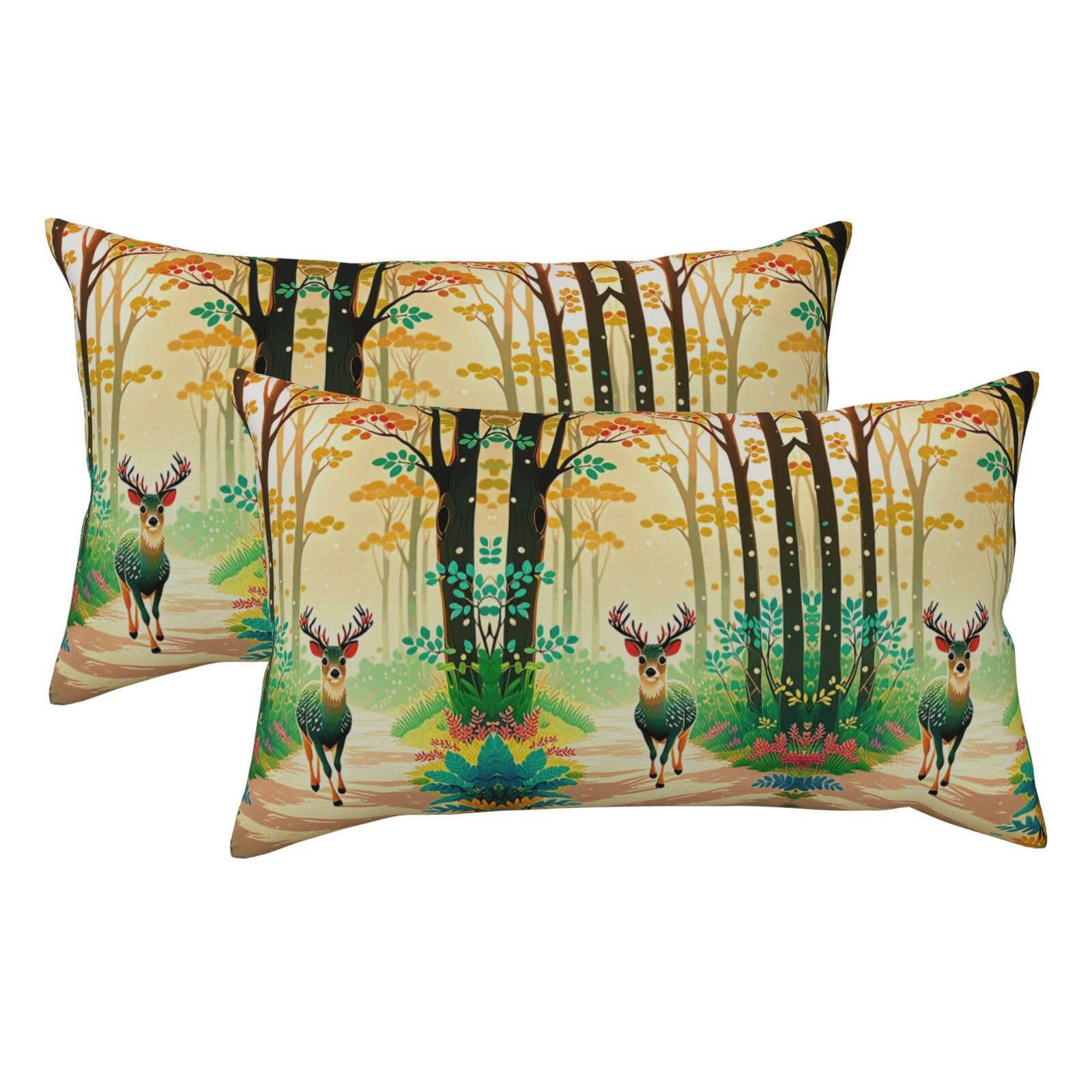 Colorful Leaves Luxury King Pillowcases Set of 2, Plush Velvet Feel Pillow Covers with Hidden Zipper, Skin & Hair Friendly, 20x36 Inches Pillow Cases for Sleeping Gift