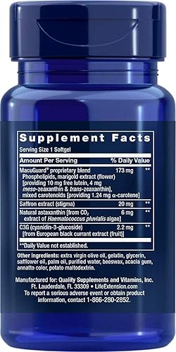 Miniatura 2 de Life Extension MacuGuard Soporte Ocular con Azafrán y Astaxantina 60 cápsulas blandas