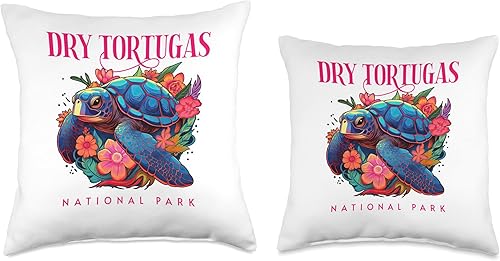 Miniatura 3 de Dry Tortugas National Park Rocks Family Vacation Dry Tortugas National Park Floral Beach Turtle Souvenir Throw Pillow, 18x18, Multicolor