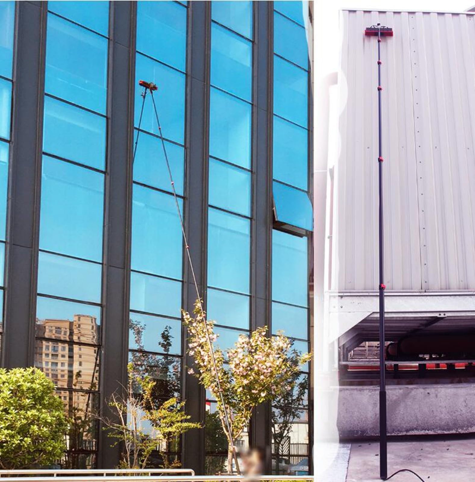Varilla para Transportar Agua, Juego de Limpieza de techos de 3 a 12 m con Cepillo de Lavado Universal, Limpiador de Ventanas para Sistemas fotovoltaicos, Mango extensibl