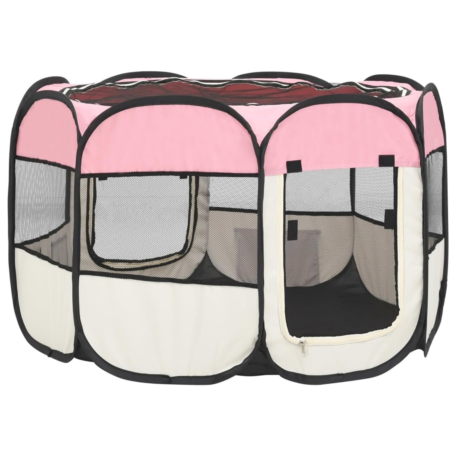 Homgoday Klatka dla psa, składany kojec dla psa z torbą transportową różową 90 x 90 x 58 cm, klatka dla psa wewnętrzna klatka dla psa Kennel dla psów klatki dla psów ogrodzenie dla psa na zewnątrz