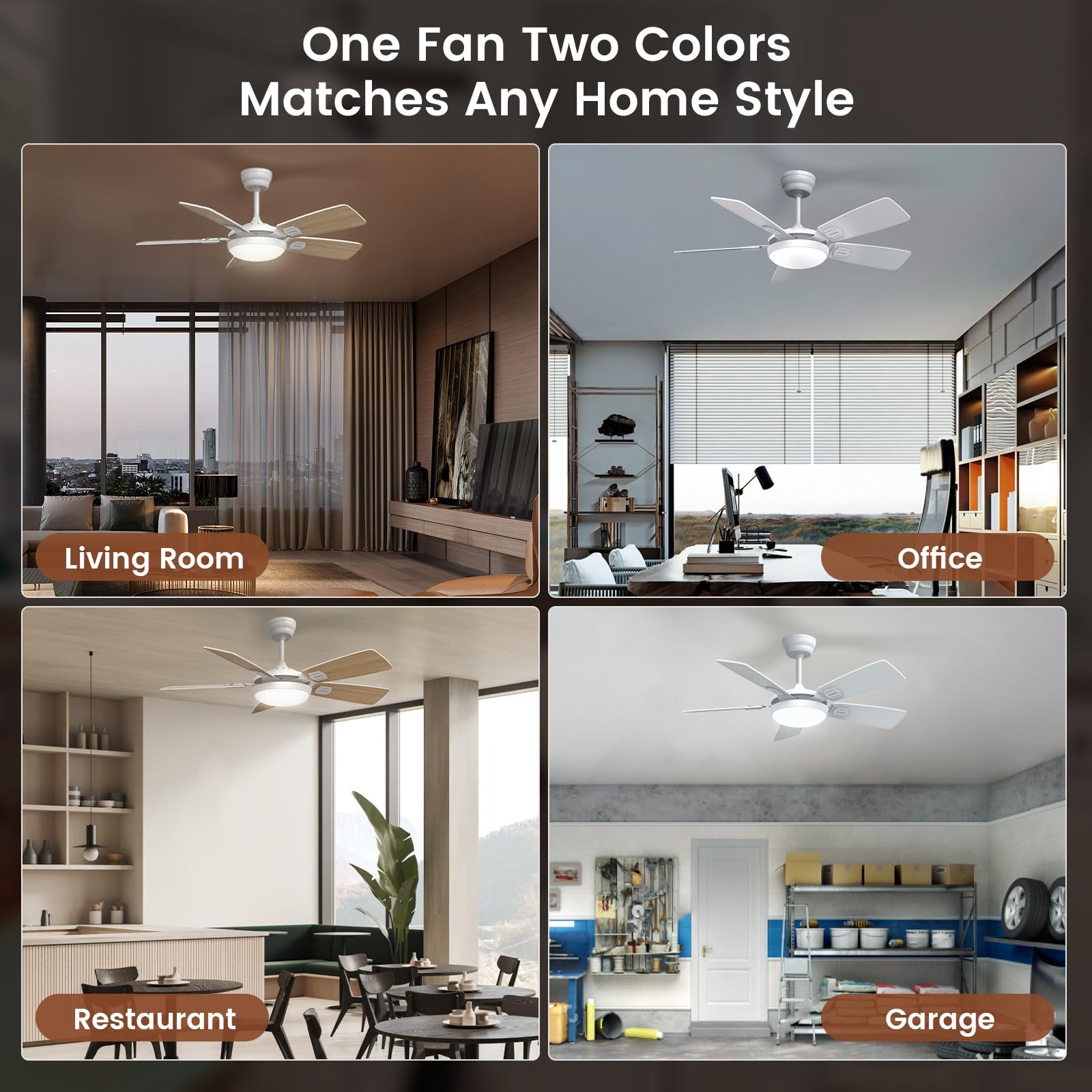 Deckenventilator mit Beleuchtung, Ø106cm App Steuerung & Fernbedienung Deckenventilatoren mit Licht LED, 6 Geschwindigkeiten, 3 Farben Dimmbar, Leise DC-Motor, Sommer-Winterbetrieb, Timer