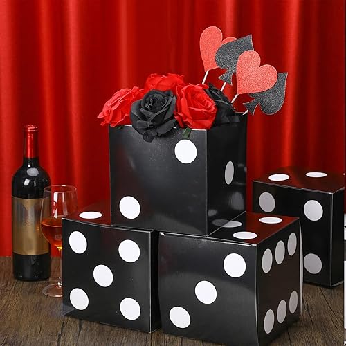 Miniatura 4 de 6 cajas de regalo de dados, caja de regalo de casino, decoración de fiesta temática de casino, 11 x 11 pulgadas, caja de dados 3D, decoración de