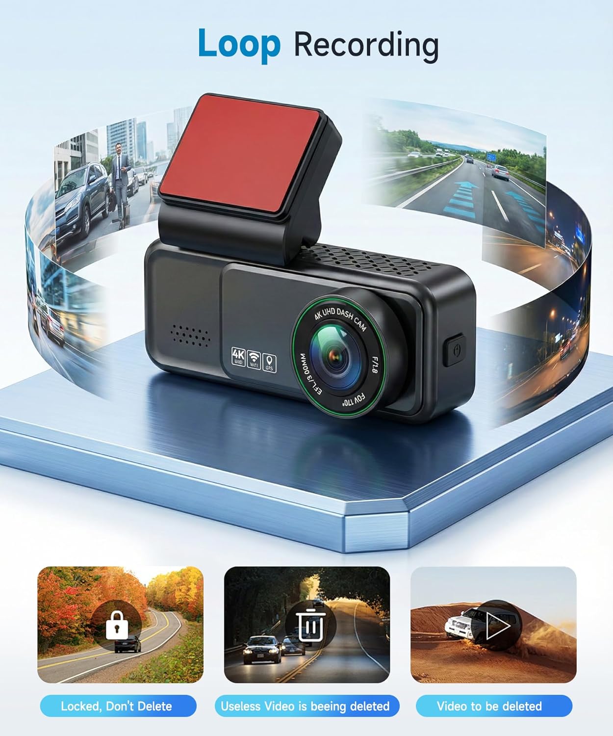 4K+2K Dash Cam Front and Rear, Dual Band WiFi, Dash Camera for Cars, with 5.8GHz WiFi, GPS Tarcking, Dash Camera with Night Vision, G Sensor, Loop Recording, Support ADAS BSD LCA