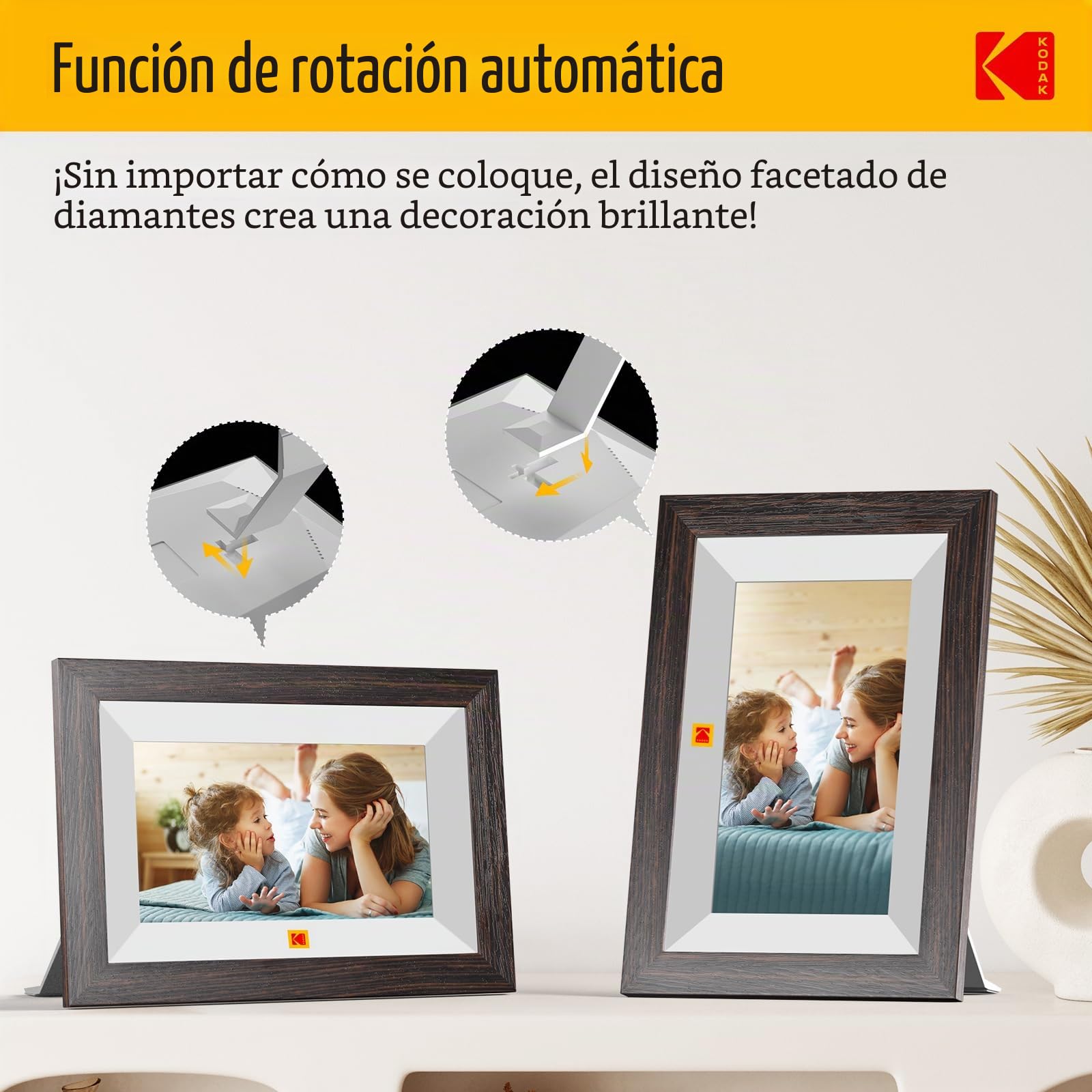 KODAK Marco de Fotos Digital, WiFi Marco Digital 7 Pulgadas, 32GB Memoria, HD IPS Pantalla Táctil, Marco Digital de Fotos, Rotación Automática, Fácil Compartir para Fotos y Vídeos via App o Tarjeta SD