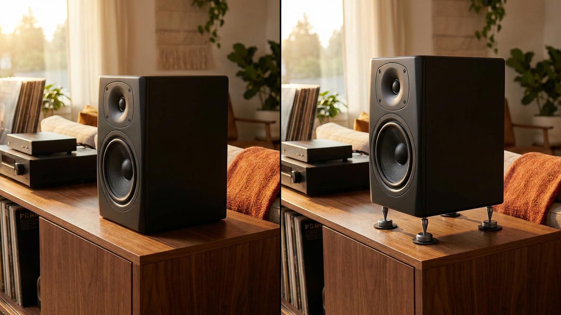 PrecisionGeek Kolce głośnikowe M6 z podkładkami izolacyjnymi 20 mm, zestaw 4 kolców + 4 podkładki, anodowane aluminium, szare, głośniki HiFi, stojaki AV, subwoofery i sprzęt audio, nóżki