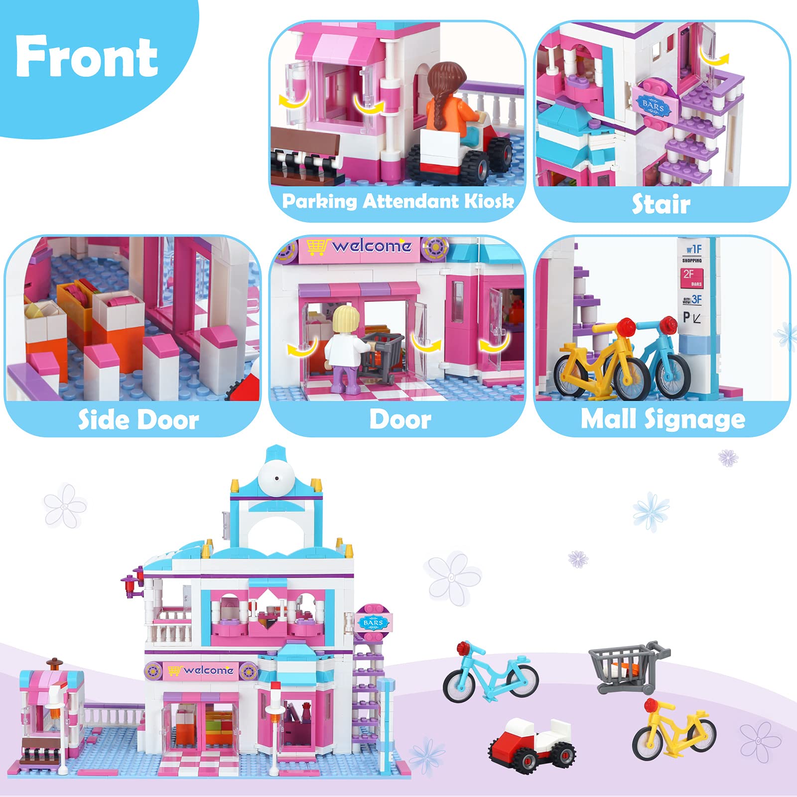 BRICK STORY Dream Girls Friends Shopping Mall Building Set 808 Pieces, with  Supermarket and Restaurant Building Blocks Toys, 4 Mini Toy Figures, Girls  ...