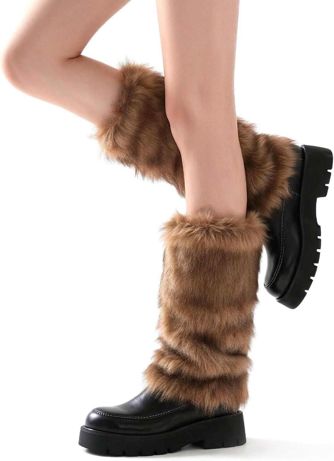 Fuzzy Leg Warmers for Women, Furry Leg Warmers, Faux Fur Boot Covers, Cozy Fur Legs Warmer for Winter Fashion Party