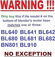 Vista 2 de Tapa de bloqueo de repuesto para Ninja 64oz Processor Bowl BL640 BL641 BL642 BL642W BL642W1 BL642Z BL680 BL680A BL681A BL682 BN801 BN805 BN805A