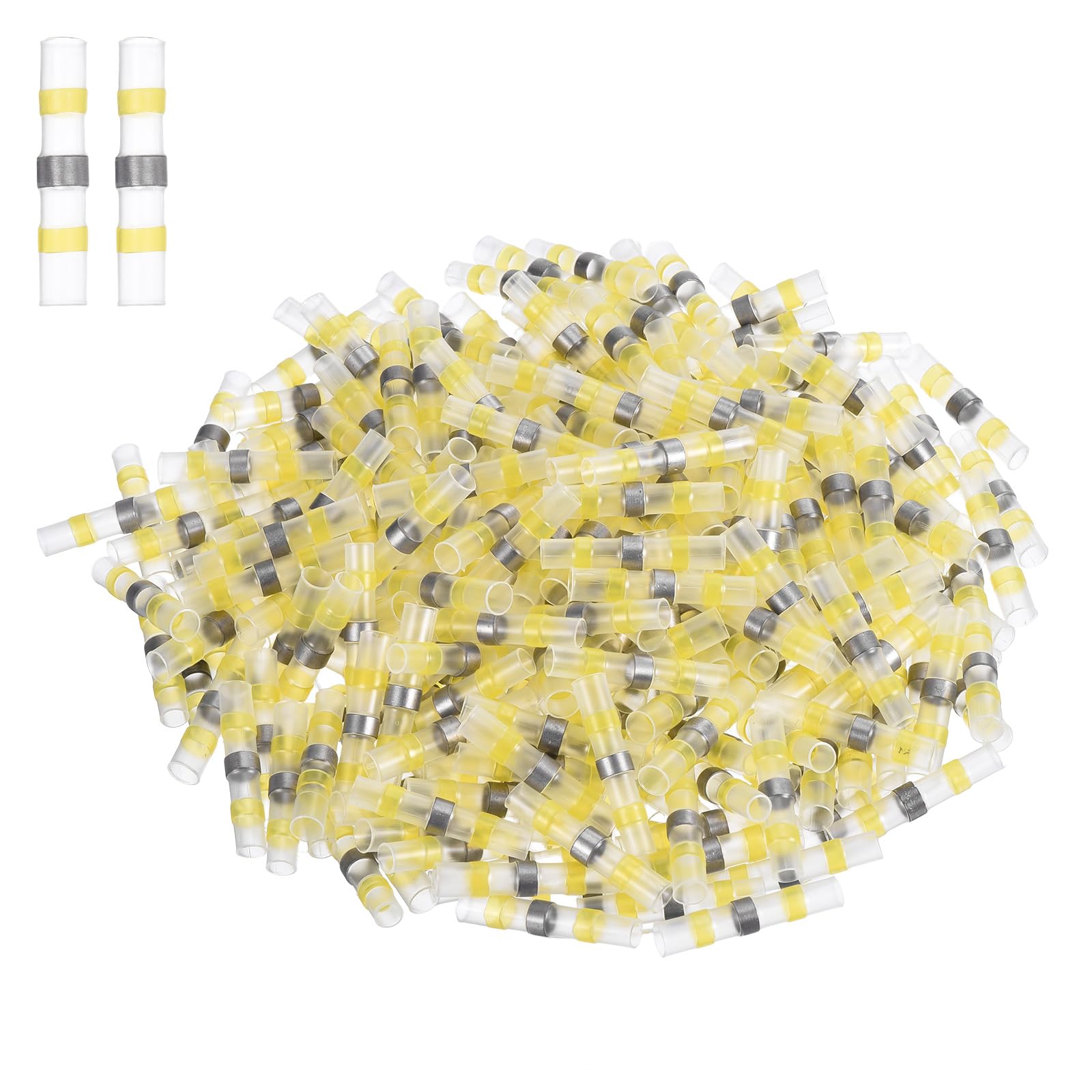 Rebower 400 Pcs Heat Shrink Wire Connectors, 12-10 AWG Waterproof Insulated Self Soldering Seal Butt Connector for Automotive Marine Boat Truck Electrical, Yellow — image 1