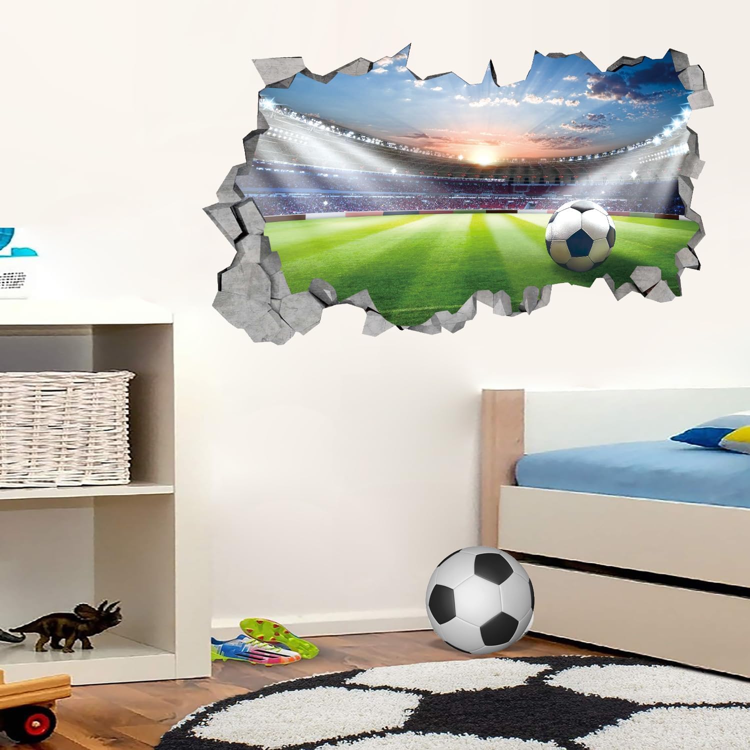 KAIRNE Large 3D Football Stadium Wall Sticker, Football Wall Stickers for Boys Bedroom & Nursery - Image 2